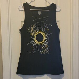 TORRID Black Skull Lace-up Front Tank size 1X